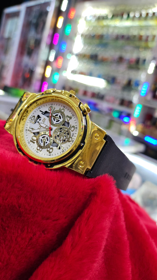 Luxury Gold Skeleton Chronograph Men's Watch