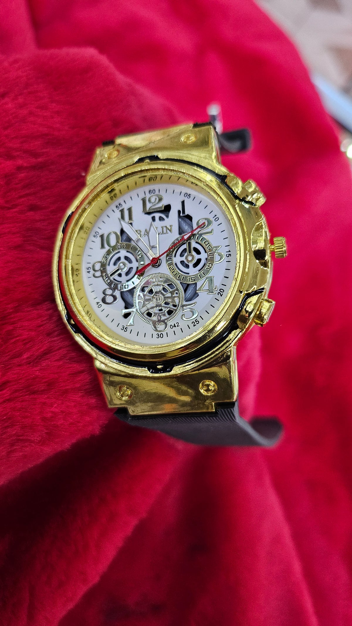 Luxury Gold Skeleton Chronograph Men's Watch