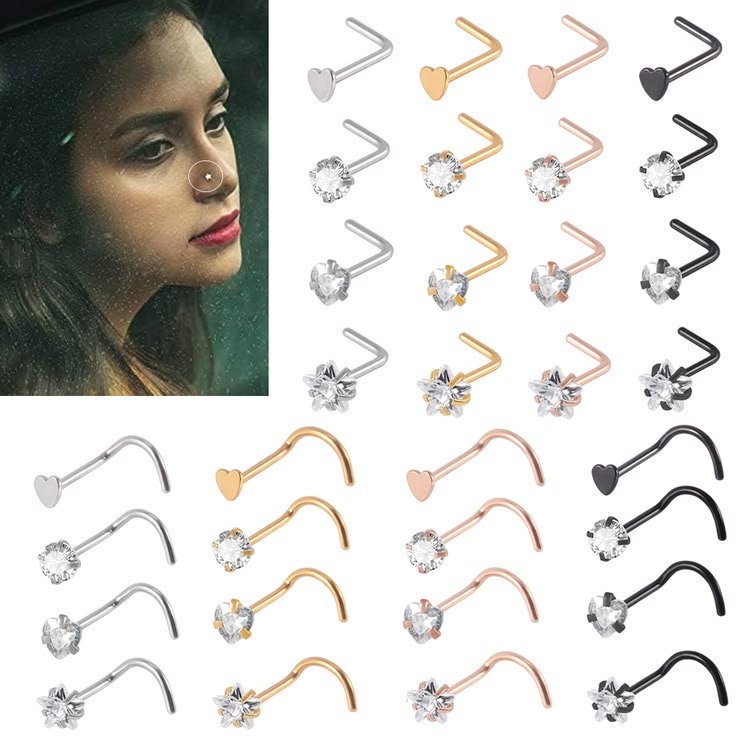 C curved nose ring and pins