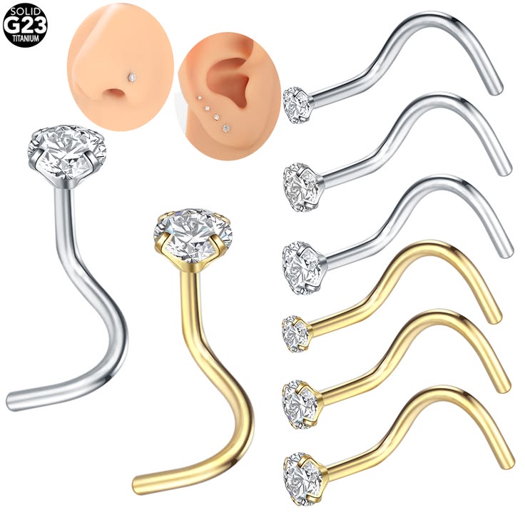 C curved nose ring and pins